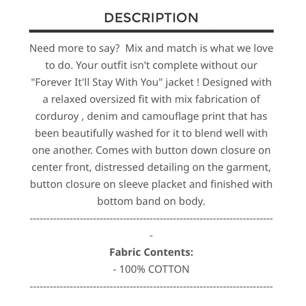 New POL camo corduroy jacket - Picture 4 of 4